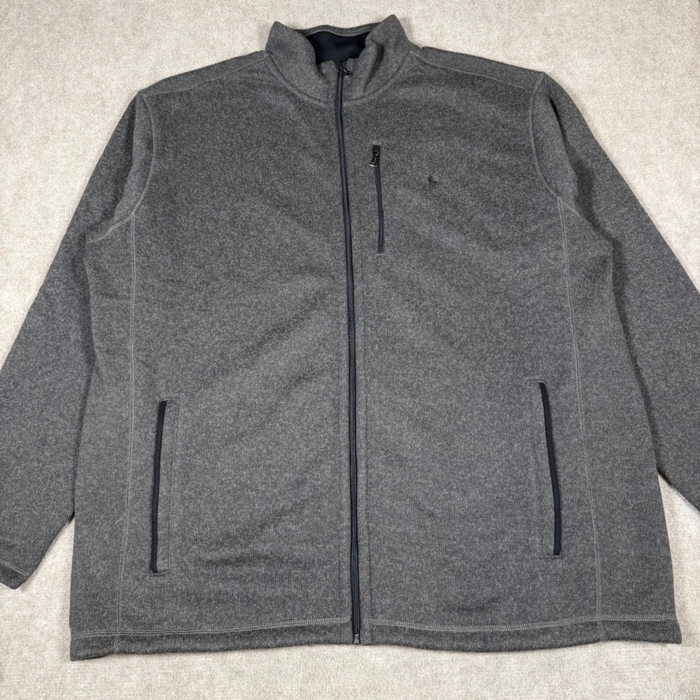 Polo Ralph Lauren Mens Size 2XLT Gray Full Zip Fleece Mock Neck Jacket Heathered